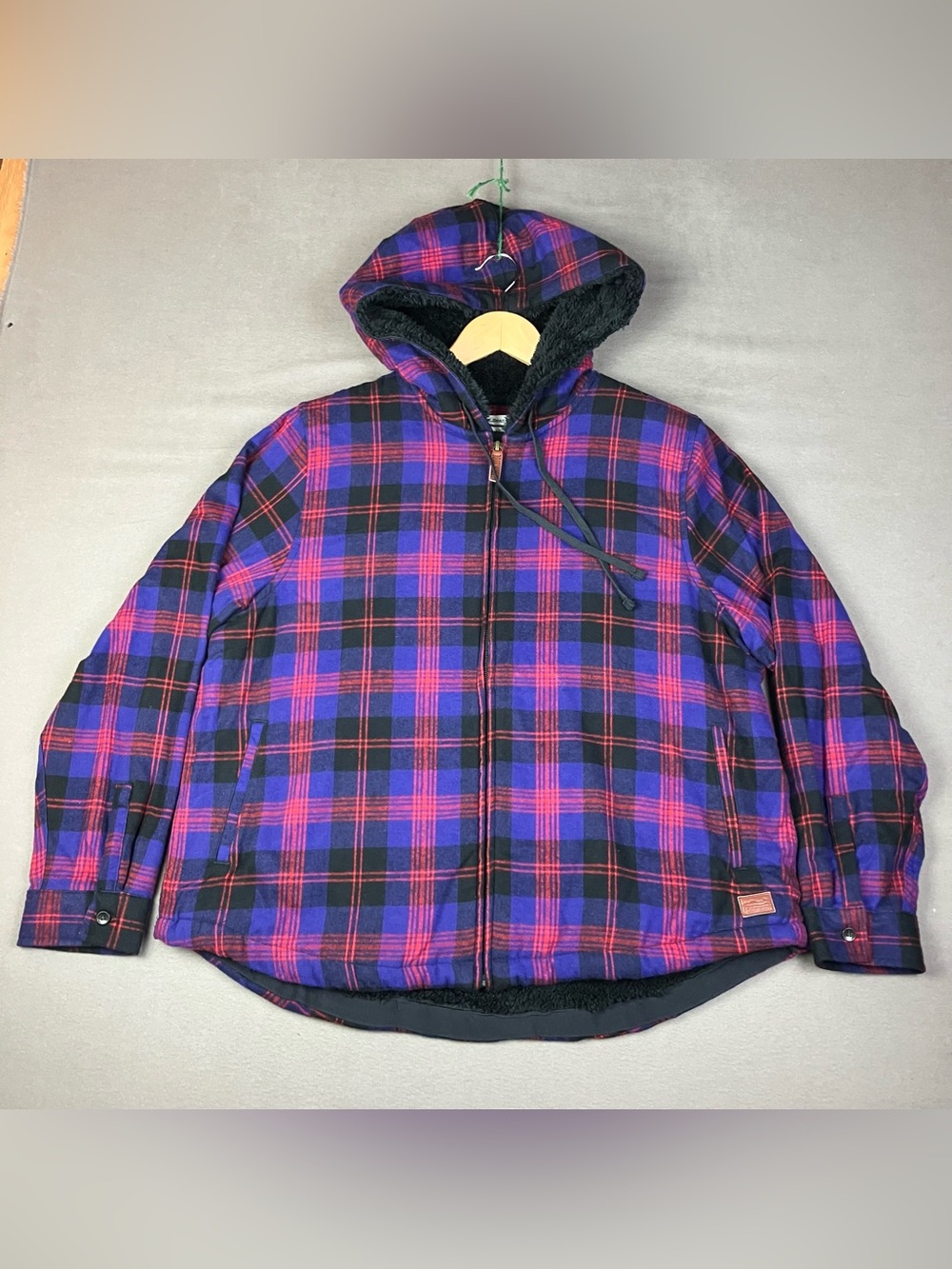 L.L. Bean Women’s Size L Petite Scotch Plaid Fleece Lined Hoodie Sweatshirt Zip.